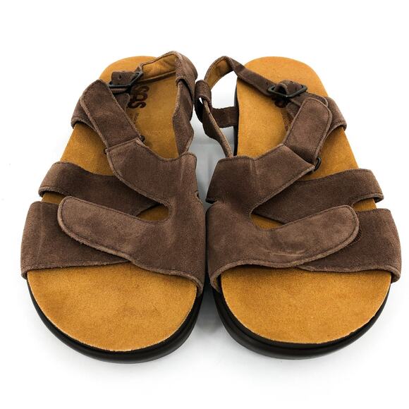 SAS Womens Huggy Cross Strap Sandal 10 M Teddy Brown Suede Adjustable NWOB - Picture 3 of 10